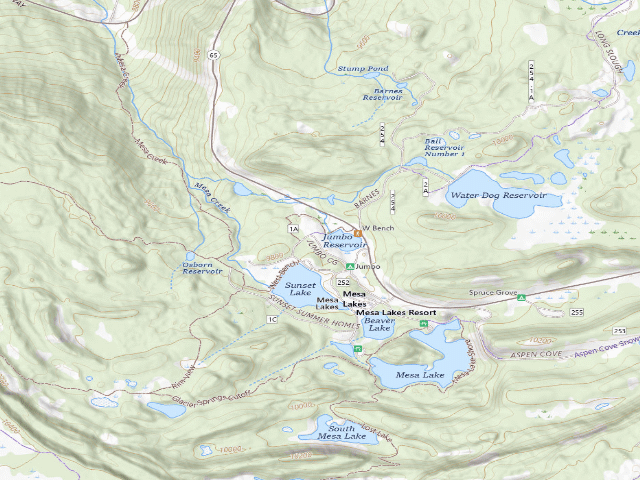 USGS topographic map of Jumbo Lake Campground