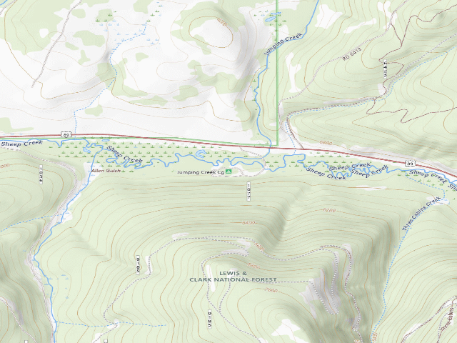 USGS topographic map of Jumping Creek Cg