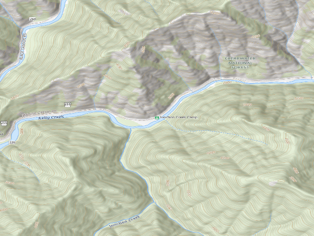 USGS topographic map of Junction Creek Camp