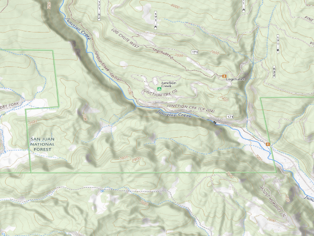 USGS topographic map of Junction Creek Campground - Day Use