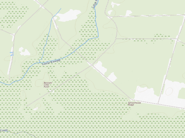 USGS topographic map of Juniper Creek Game Land camping area #1