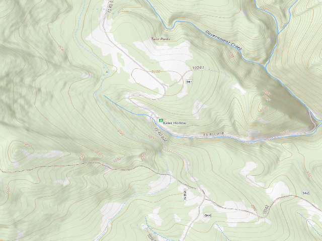 USGS topographic map of Kaler Hollow