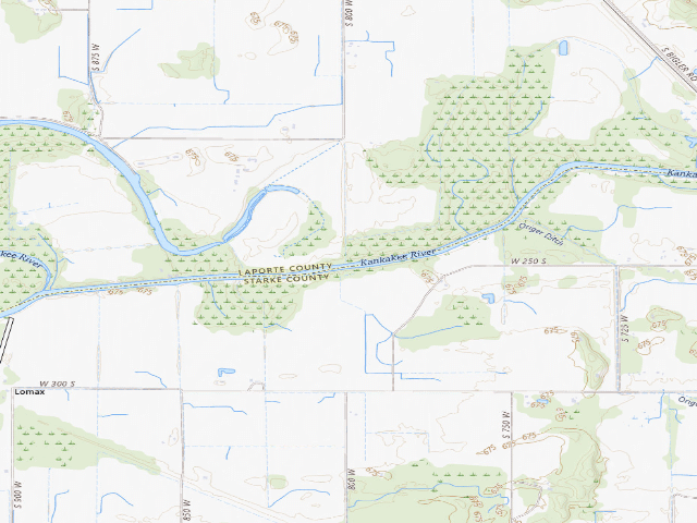 USGS topographic map of Kankakee Campsites (LaPorte County Parks)