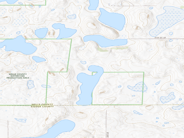 USGS topographic map of Karl T. Frederick WMA (Wells County)