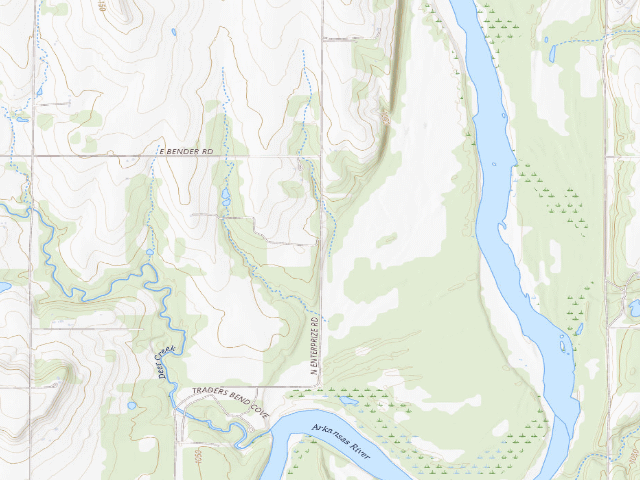 USGS topographic map of Kaw WMA primitive camp #10
