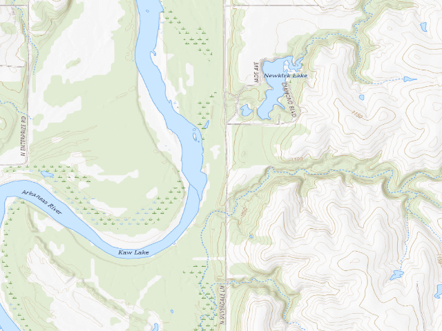 USGS topographic map of Kaw WMA primitive camp #11