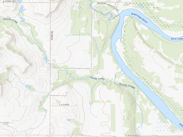 USGS topographic map of Kaw WMA primitive camp #13