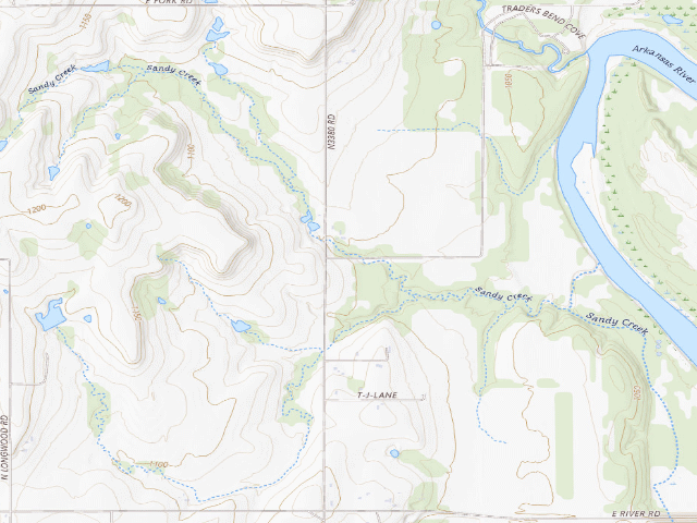 USGS topographic map of Kaw WMA primitive camp #14