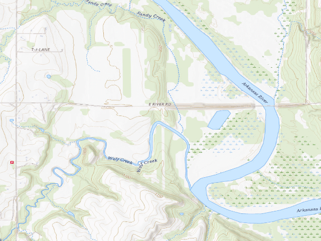 USGS topographic map of Kaw WMA primitive camp #18