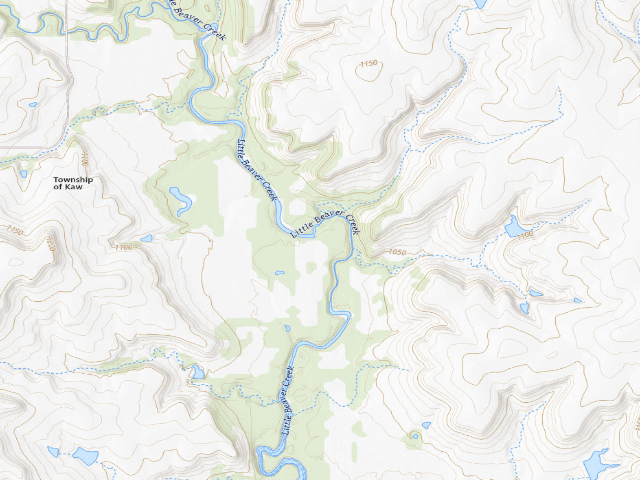 USGS topographic map of Kaw WMA primitive camp #19