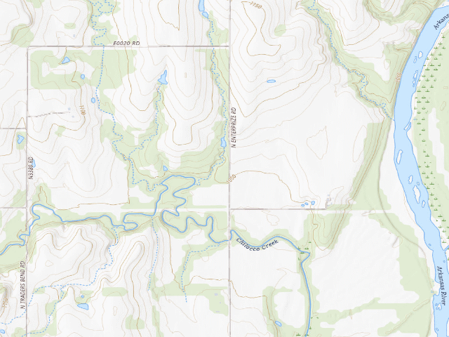 USGS topographic map of Kaw WMA primitive camp #2