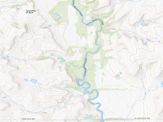 USGS topographic map of Kaw WMA primitive camp #21