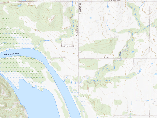 USGS topographic map of Kaw WMA primitive camp #22