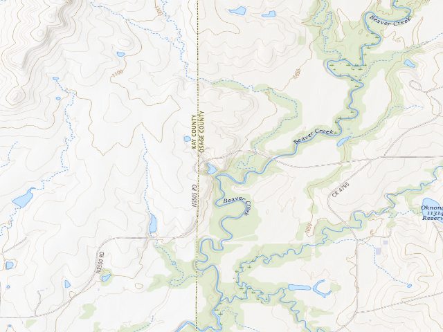 USGS topographic map of Kaw WMA primitive camp #23