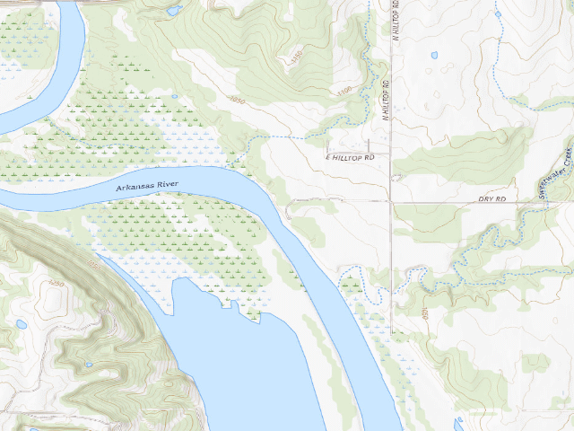 USGS topographic map of Kaw WMA primitive camp #24