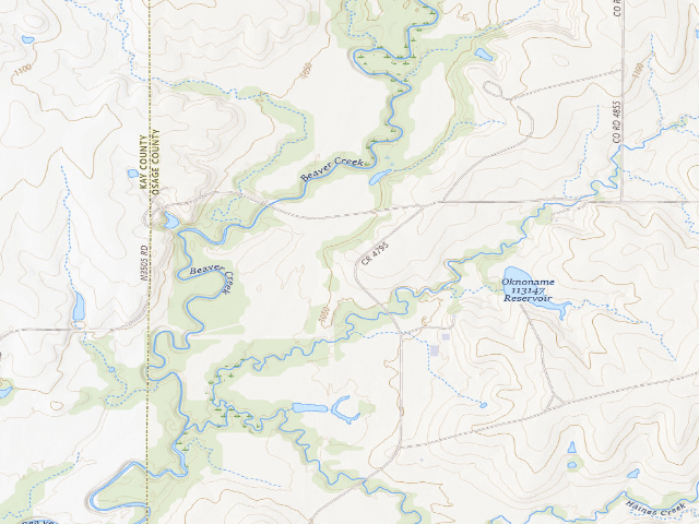 USGS topographic map of Kaw WMA primitive camp #26