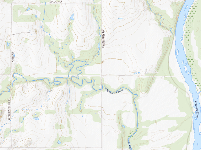 USGS topographic map of Kaw WMA primitive camp #3