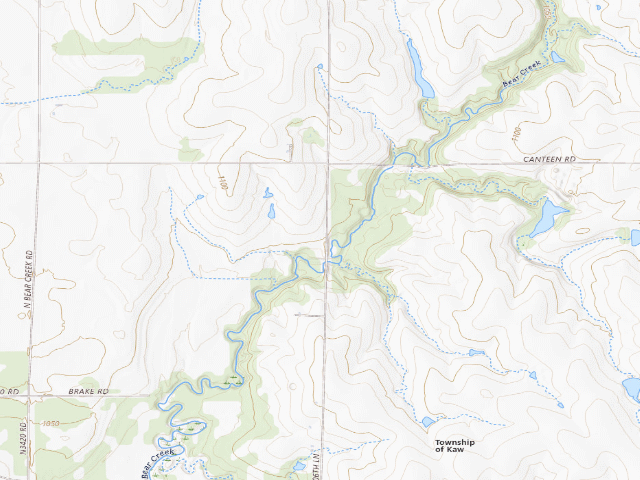 USGS topographic map of Kaw WMA primitive camp #31