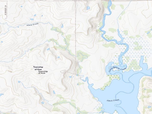 USGS topographic map of Kaw WMA primitive camp #33