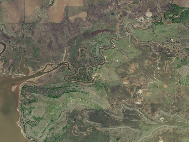 Aerial image of Kaw WMA primitive camp #35