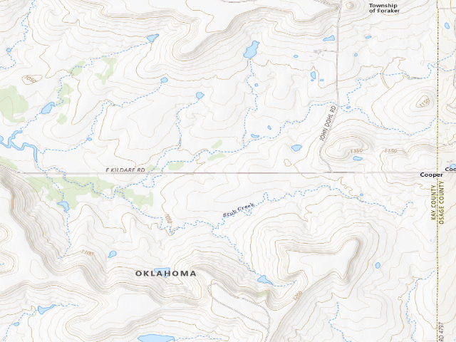 USGS topographic map of Kaw WMA primitive camp #37