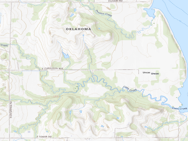 USGS topographic map of Kaw WMA primitive camp #39