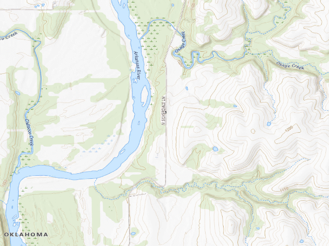 USGS topographic map of Kaw WMA primitive camp #7