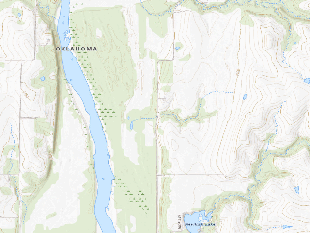 USGS topographic map of Kaw WMA primitive camp #9