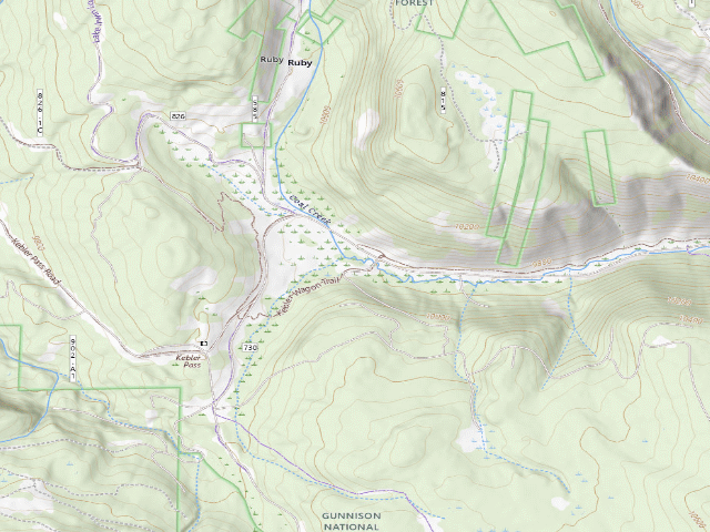 USGS topographic map of Kebler Pass Designated Camping Area