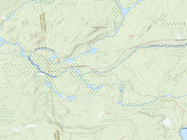 USGS topographic map of Keck Trail Site 1 (Watsons East Triangle Wild Forest)