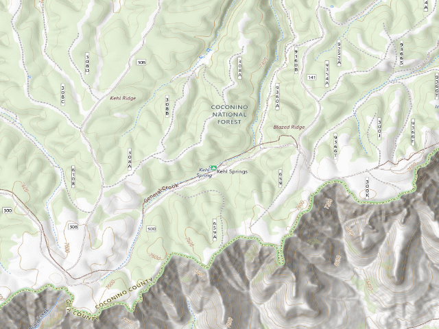 USGS topographic map of Kehl Springs Campground