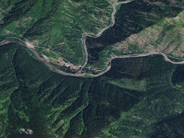 Aerial image of Kelly Forks Campground