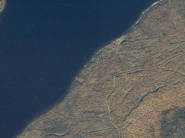 Aerial image of Kelly Wharf (Moosehead Lake Shoreline Public Land)