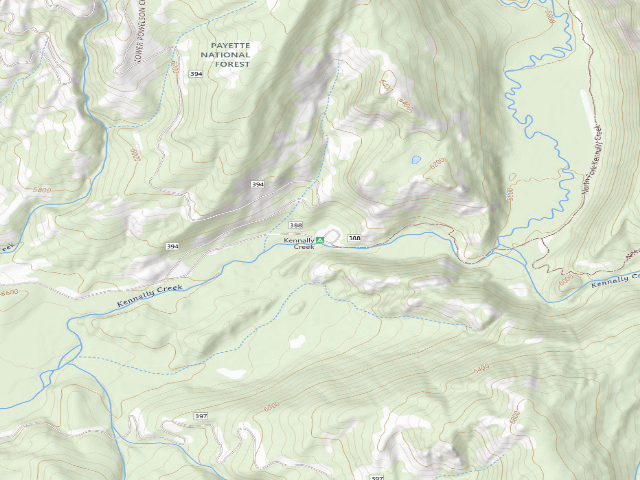 USGS topographic map of Kennally Creek Campground