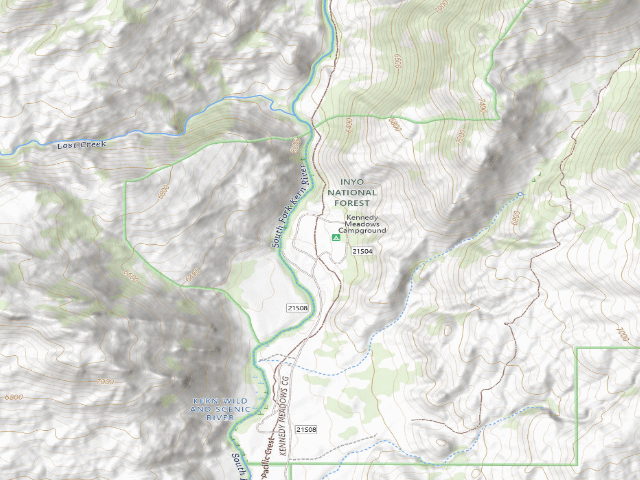 USGS topographic map of Kennedy Meadows Campground