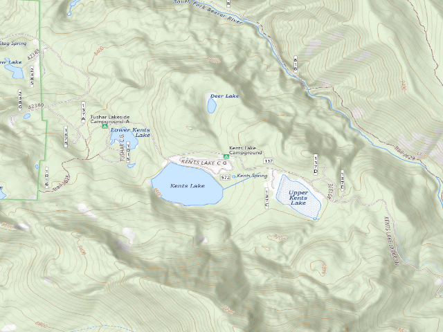 USGS topographic map of Kents Lake Rec Site