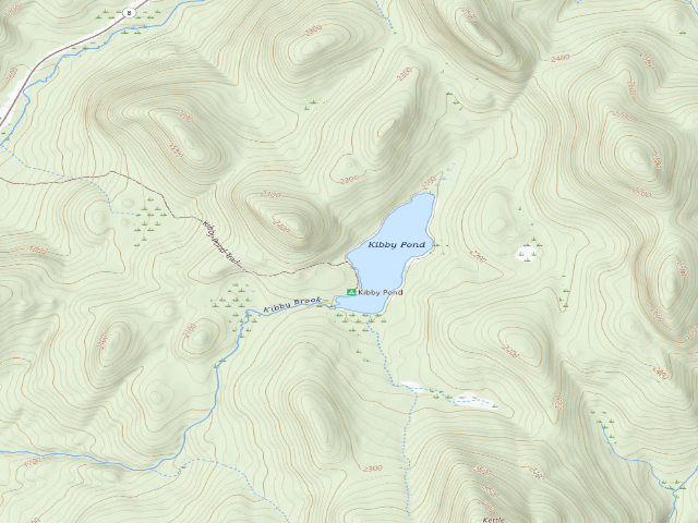 USGS topographic map of Kibby Pond Trail Campsite (Wilcox Lake Wild Forest)