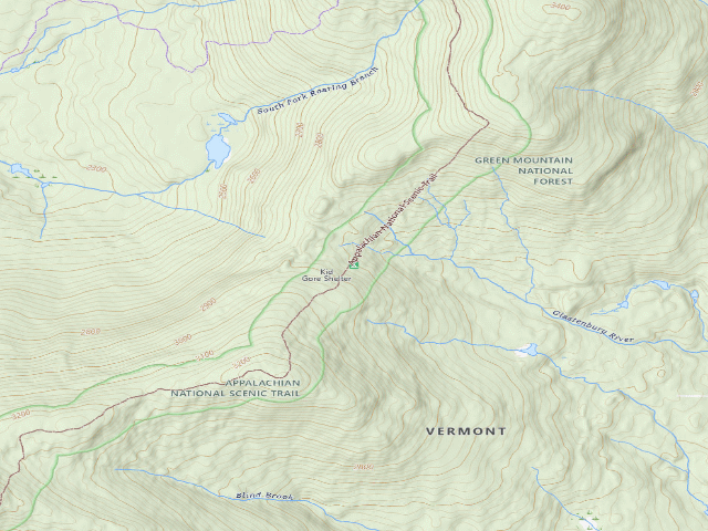 USGS topographic map of Kid Gore Shelter