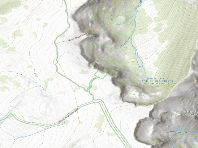 USGS topographic map of Kiger Creek Wild And Scenic River