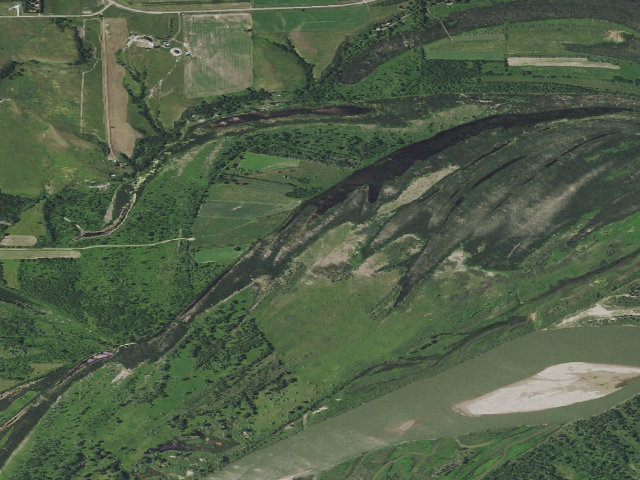 Aerial image of Kimball Bottoms WMA (Burleigh County)