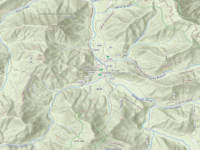 USGS topographic map of Kimsey Creek Group Campground