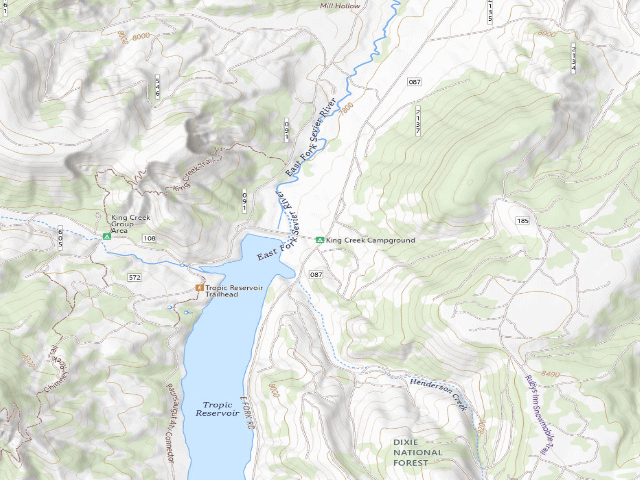 USGS topographic map of King Creek Campground