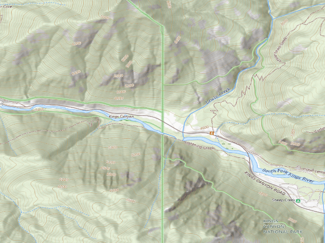 USGS topographic map of Kings River/Park Boundary
