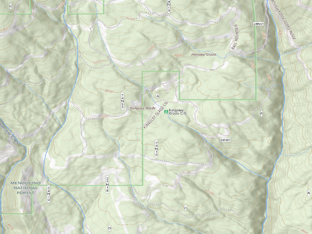 USGS topographic map of Kingsley Glade Campground
