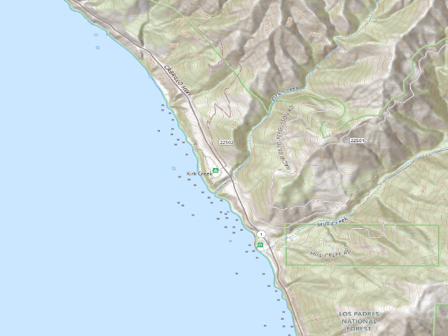 USGS topographic map of Kirk Creek