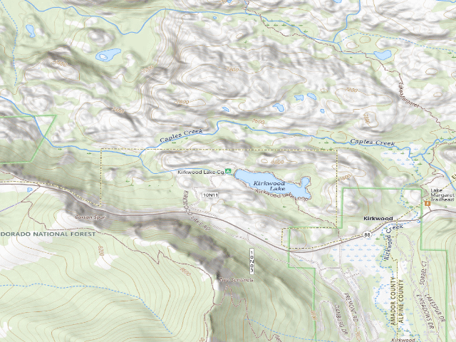 USGS topographic map of Kirkwood Lake Cg