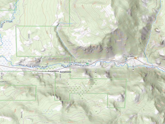 USGS topographic map of Kit Carson Campground