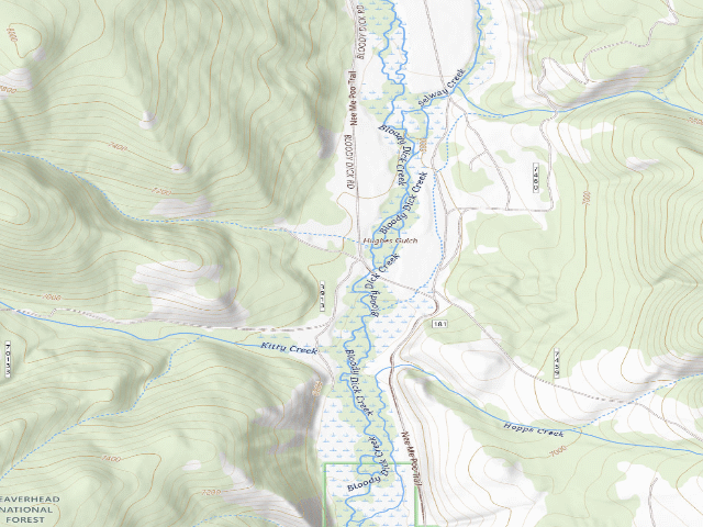 USGS topographic map of Kitty Creek Dispersed Site