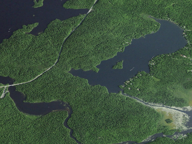 Aerial image of Kiwasa Lake Site 2 (Saranac Lakes Wild Forest)