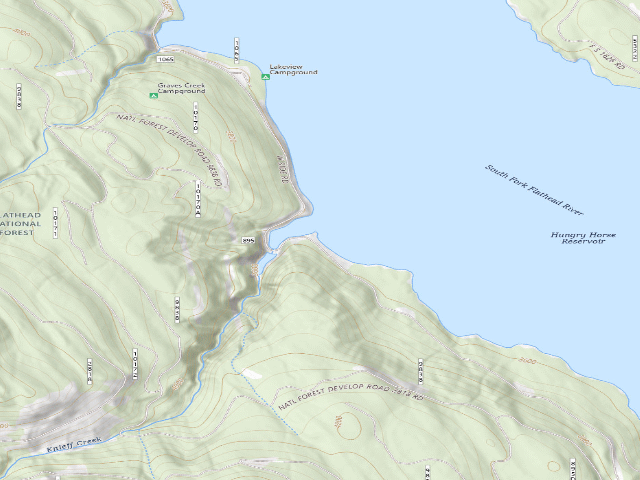 USGS topographic map of Knieff Dispersed Camp South